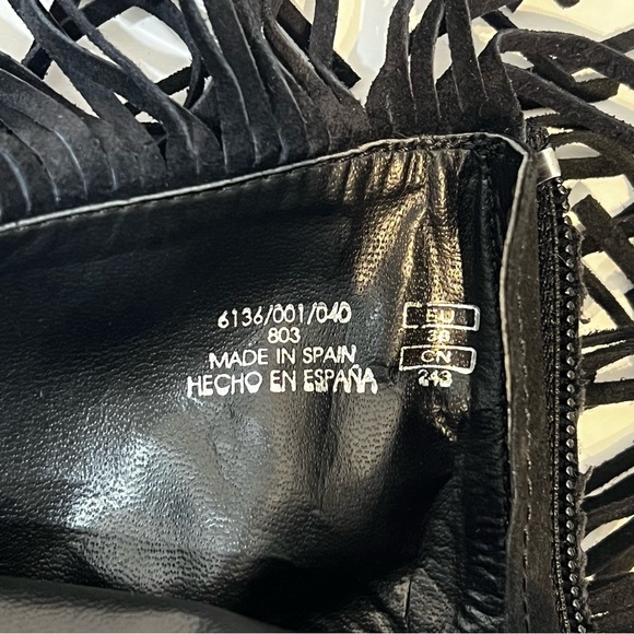 ZARA Fringed Suede Leather Ankle Boots High Heel Black Booties • Influencer Fav! - Picture 11 of 12